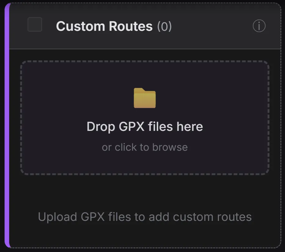 Custom GPX routes overlaid on terrain